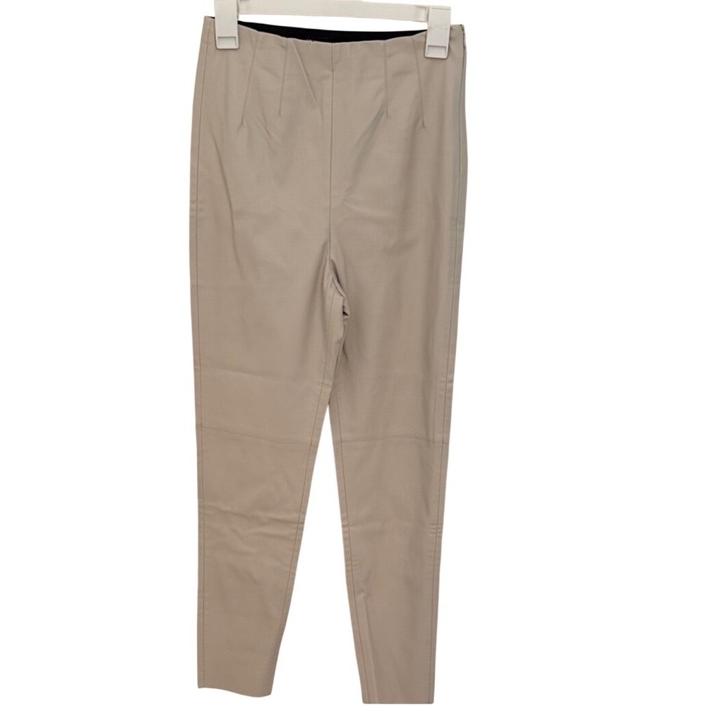 Zara Womens Beige Faux Leather High Waisted Leggings Slim Fit‎ Pants Size Medium